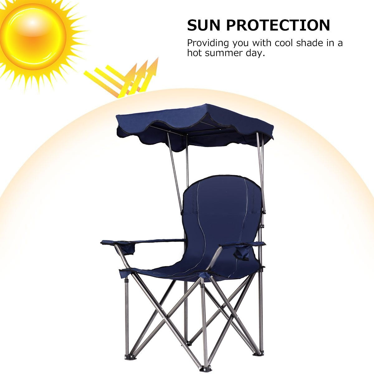 Coast Chaise de camping pliable - parasol - porte-gobelet Sac de transport - 96,5 x 67,5 x 130 cm - bleu
