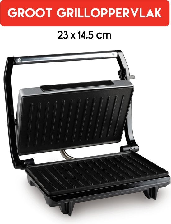 alpina Contact grill - Appareil à toasts - Revêtement antiadhésif - 700W - inox/noir