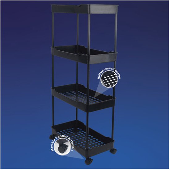 Chariot de cuisine étroit Nexxt - 4 étages - sur roues - parfait pour les petits espaces - à côté du réfrigérateur ou de la salle de bain