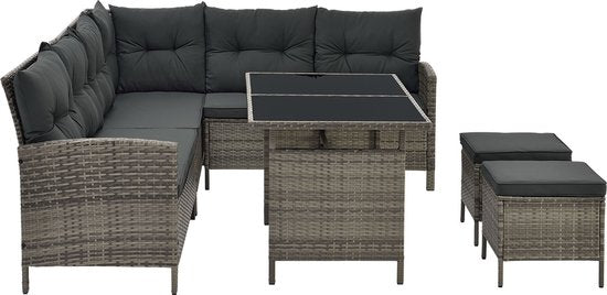 Ensemble de salon en polyrotan - Manacor - Gris