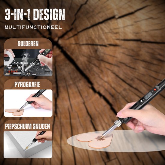Vertrex 2-in-1 Soldering Iron and Wood Burner Set - 40-piece - Pyrography - Soldering tin - Soldering station - Soldering set