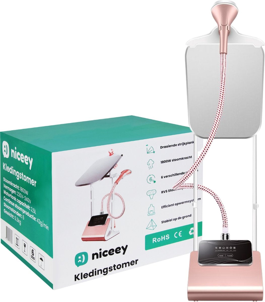 Niceey Défroisseur à linge - 1800W - avec planche à repasser - Rose