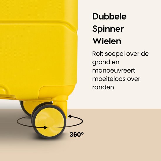 SKYCASES Urban Adventurer - Valise de voyage moyenne - Verrouillage par numéro - 44x27x66cm - 78L - Valise de voyage avec verrouillage de valise - Roues pivotantes - Jaune