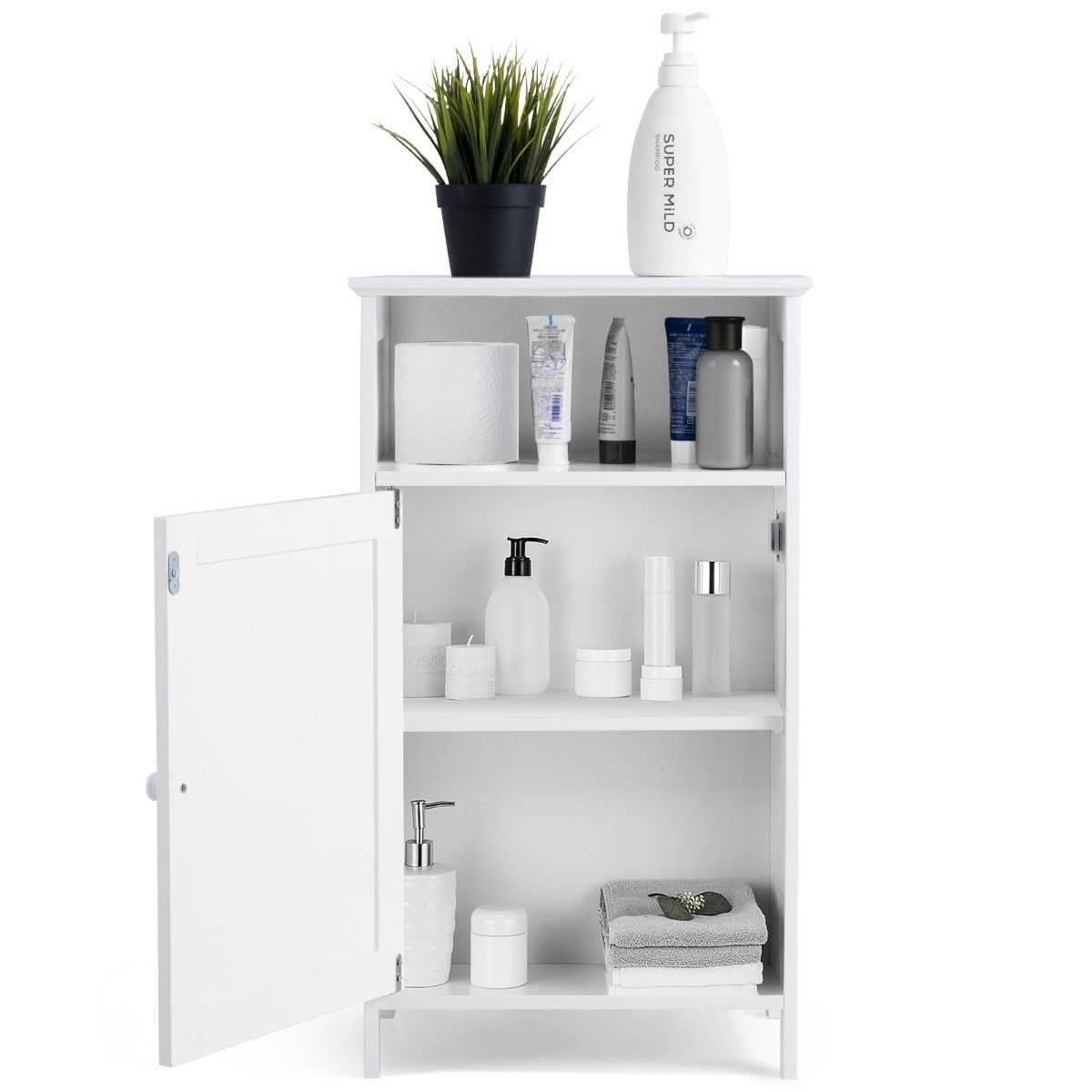 Meuble de salle de bain Coast avec porte - 3 niveaux - 40 x 30 x 70 cm - blanc