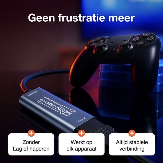 Skoov HDMI Capture Card Incl USB-C Adapter - Enregistrement vidéo/jeu - HDMI vers USB - 1080P HD - Cam link - Video grabber - Streaming