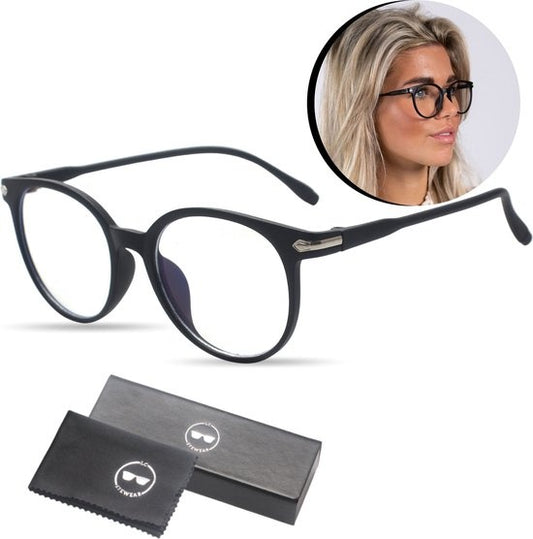 LC Eyewear Display Glasses - Lunettes à lumière bleue - Etui à lunettes inclus - Unisexe - Noir mat
