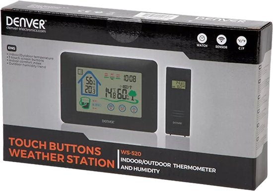 Denver WS-520 - Station météo - Intérieur et extérieur - Mesure la température - l'humidité - Noir
