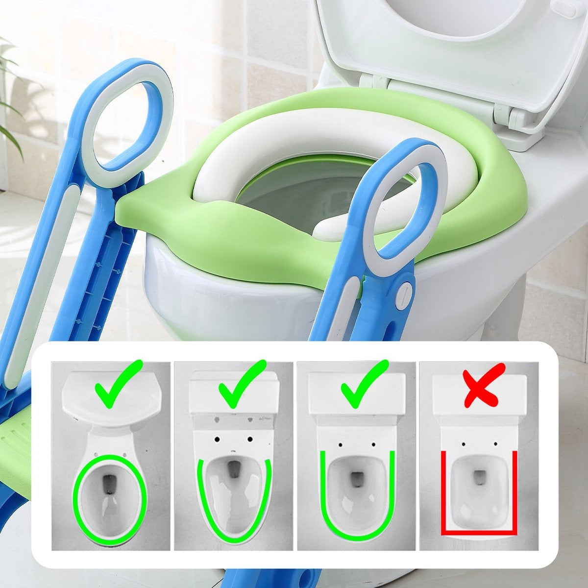 Réducteur de toilettes LifeGoods - Pot pour enfant - 2 à 7 ans - Vert/Bleu