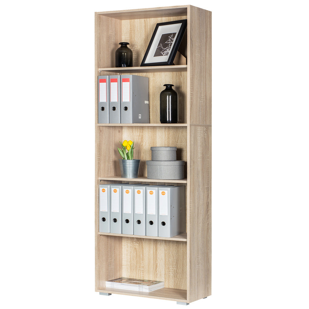Bibliothèque Vela - 5 compartiments - chêne - 190cm