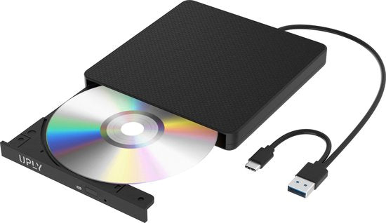 Lecteur DVD externe - UPLY - Windows et Mac - USB C et USB 3.0 - Pour ordinateur portable - Lecteur et graveur DVD externe - CD