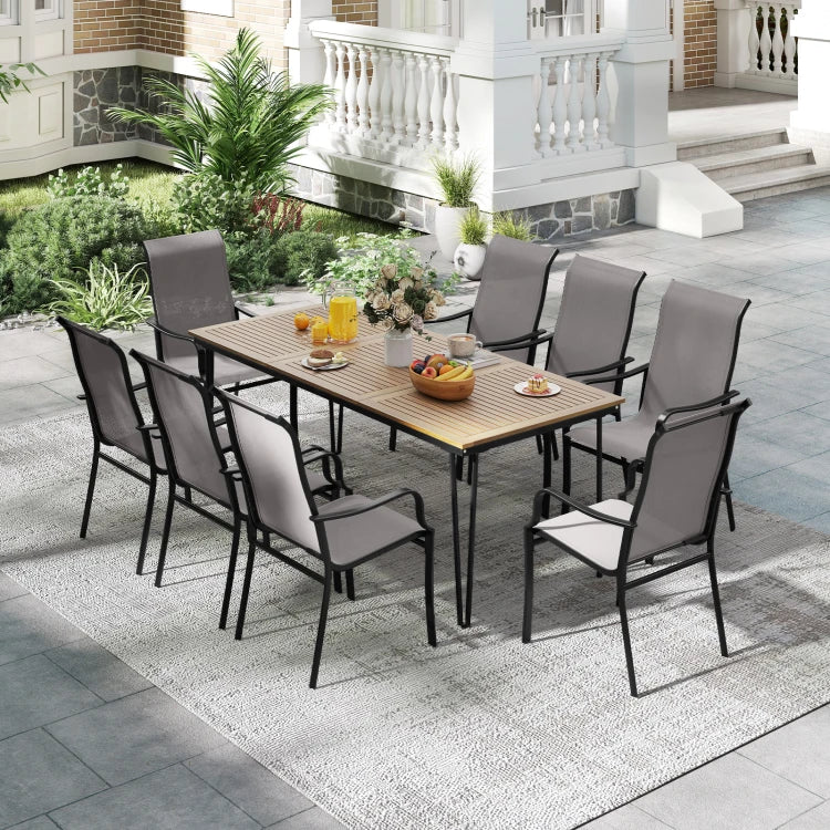 Chaises de jardin Coast - Lot de 2 - Dossier haut - Appui-tête - 150 kg - Gris