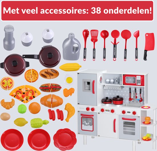 Spielwerk Wooden Play Kitchen Junior Chef - Réaliste interactif - 38 pièces