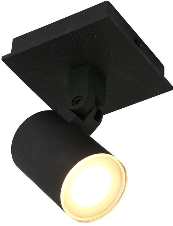 Spot de plafond Steinhauer Points Noirs 3059ZW Noir - Orientable et inclinable, en métal et plastique, ampoule incluse, adapté à un usage intérieur