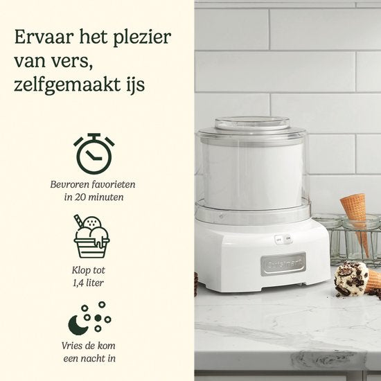 Cuisinart - Cool Scoops - Machine à glace - Machine à sorbet et à yaourt glacé - Machine à glace - Gris - 1,4 L