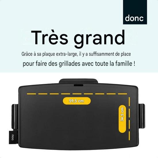 MOA Table grill - Gril - Plaque de cuisson - Teppanyaki - Electrique - 68 x 36 cm - Thermostat réglable - Revêtement antiadhésif - TG218B - Noir