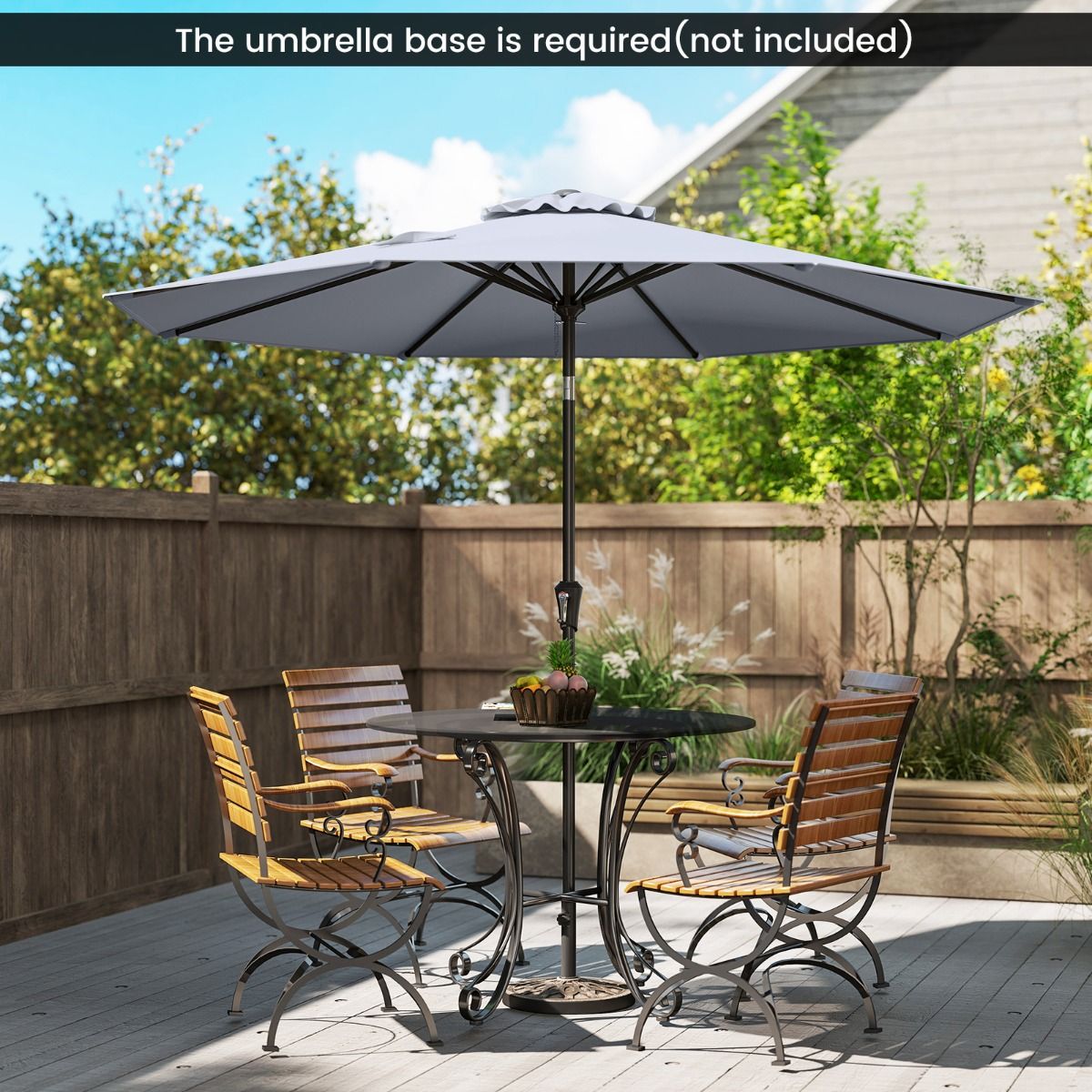 Coast Terrace Parasol 270 cm Grey - Parasol inclinable avec manivelle et toit ventilé