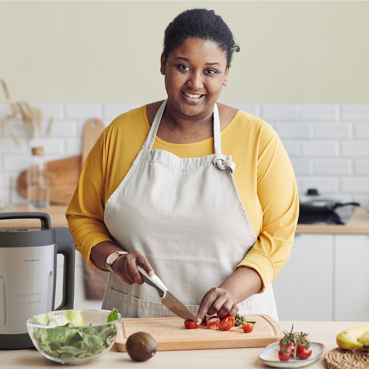 KitchenBrothers Machine à soupe - Blender - jusqu'à 800W - 1.6L - inox/noir