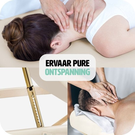tectake® - Table de massage avec matelas de 10 cm + sac de transport table de traitement table de massage - beige - banc de traitement - avec sac de rangement - pliable