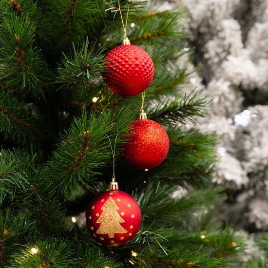 Lot de boules de Noël rouges Giftsome - 60 boules de Noël en plastique - 6/7 cm