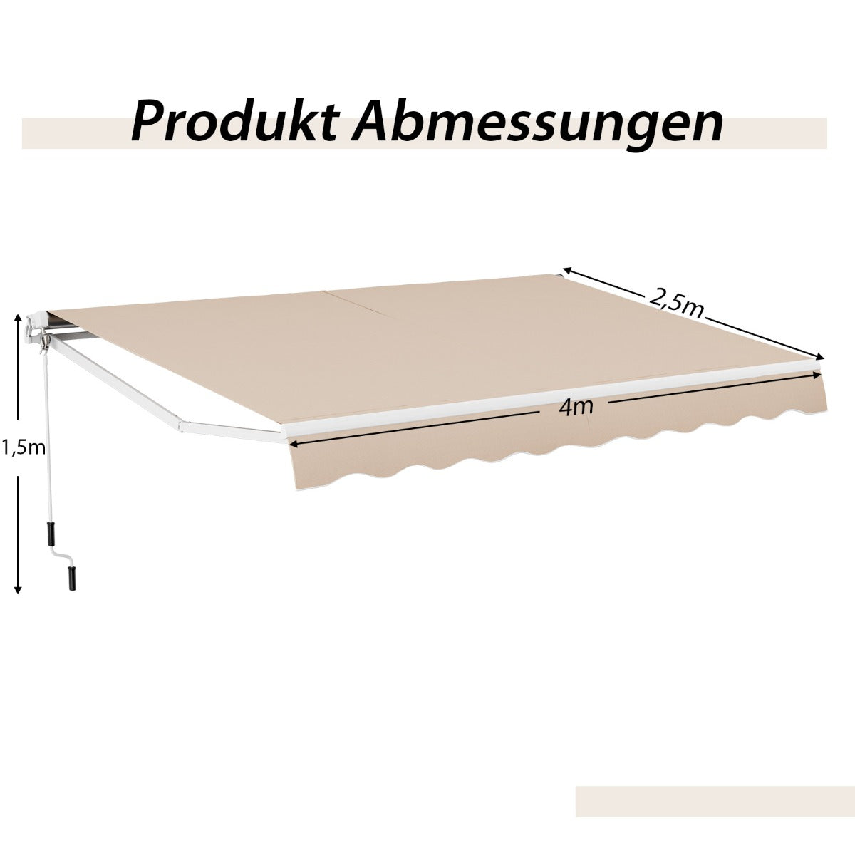 Store Coast avec manivelle - 4 x 2,5 m - Beige