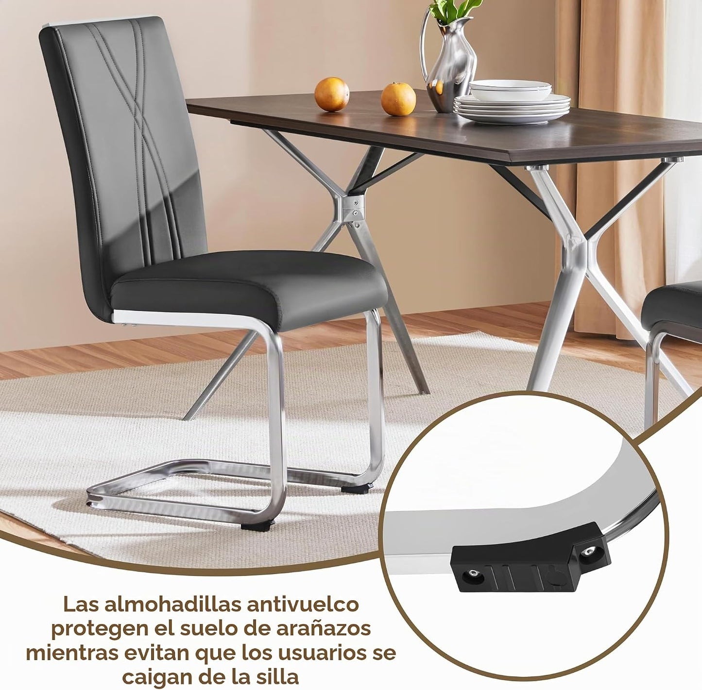 Yaheetech Lot de 2 chaises de salle à manger - Gris foncé - Simili cuir - 136 kg - Dossier ergonomique - Piètement en U en métal