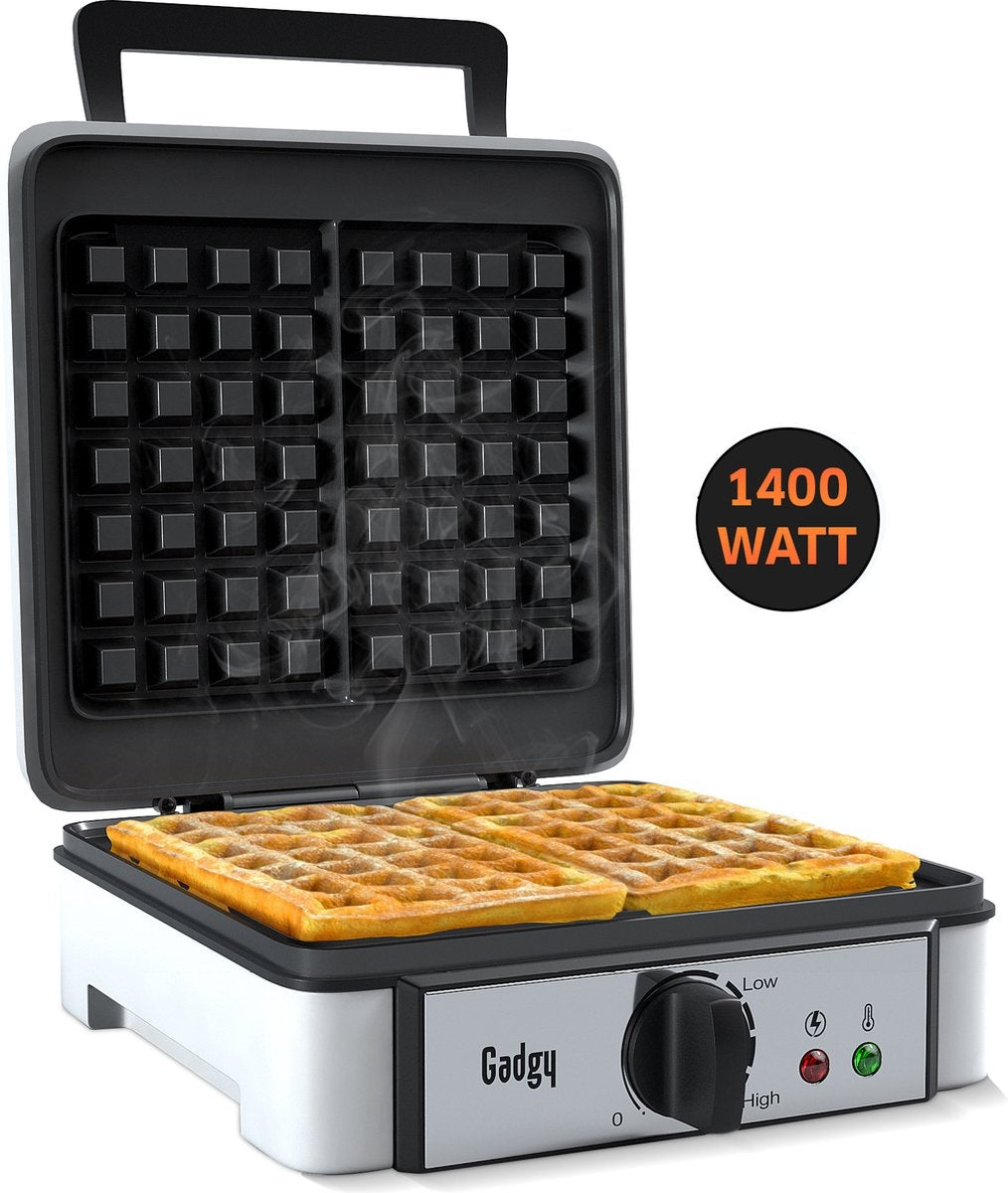 Gaufrier pour 2 gaufres de Bruxelles - Revêtement antiadhésif - Température réglable - Voyant lumineux - 1400W