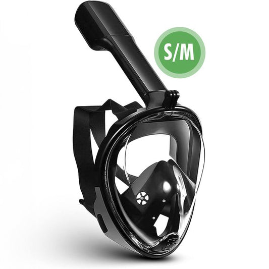 Travelhawk Snorkel Mask - Adults S/M - Snorkel Set Black - Snorkel Masks - Full Face Diving Mask - Goggles with Snorkel - Snorkelling and Diving