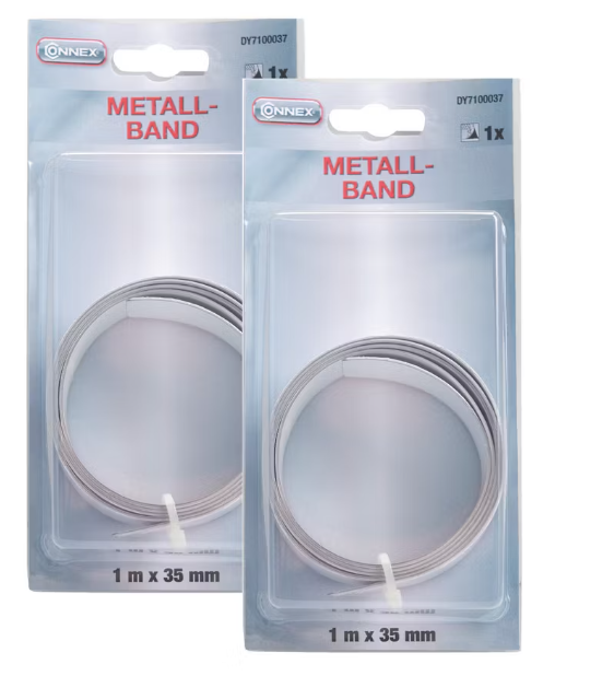 Connex Ruban métallique auto-adhésif 2 pièces - 1 mètre x 35 millimètres - Solide et durable Argent