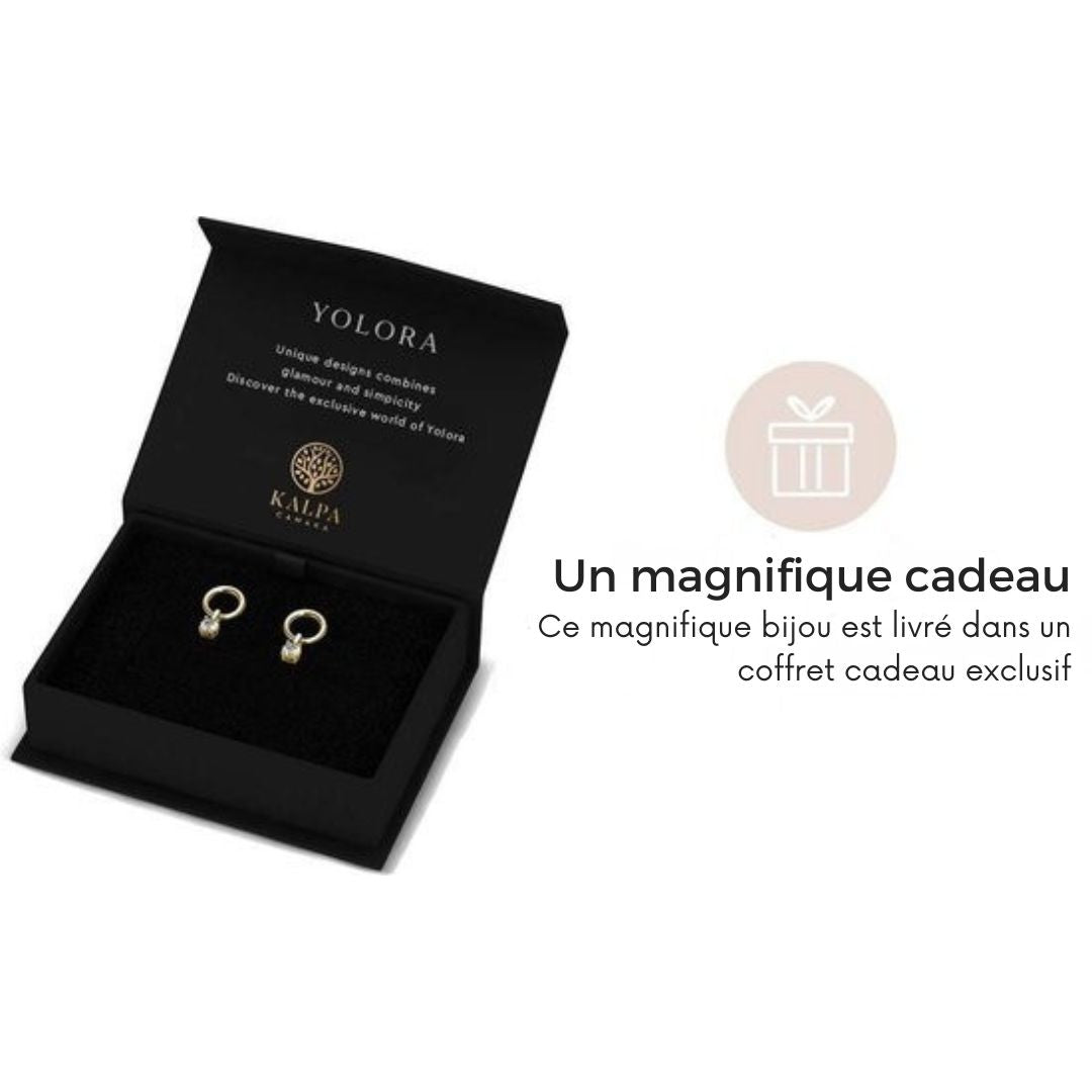 Boucles d'oreilles avec cristaux - Yolora Kalpa Camaka - Plaqué or jaune 18K - femme - Bijoux - Boîte cadeau - Couleur or