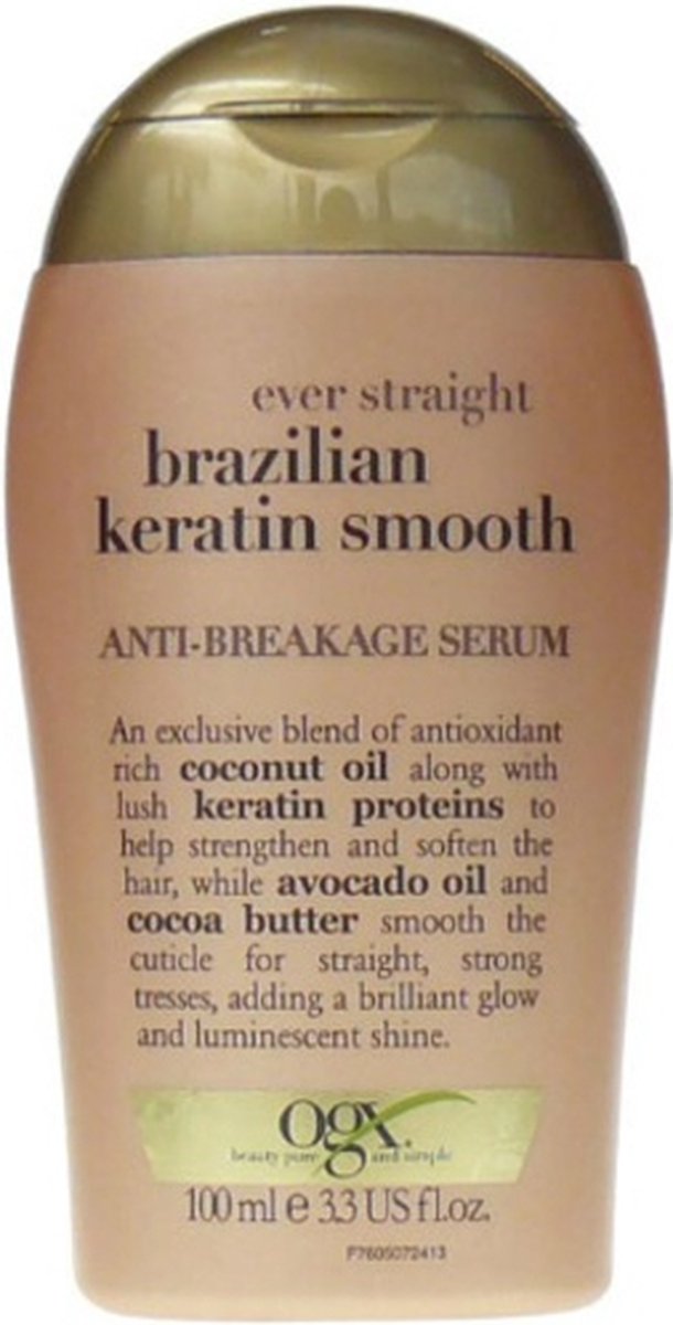 OGX Ever Straight Brazilian Keratin Therapy Après-shampoing - 88,7 ml - Format voyage - À la kératine, à l'huile de coco et à l'huile d'avocat