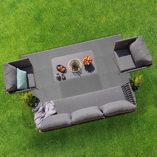LifeGoods Tapis d'extérieur - 152x230CM - Tapis de jardin - Sac de transport inclus - Gris