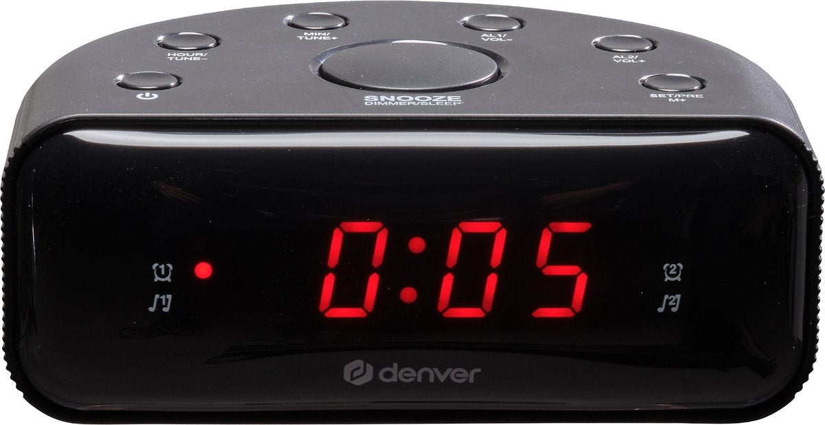 Radio-réveil Denver - Fonction Snooze / Sleep - Réveil numérique - Radio FM - CR430 - Noir