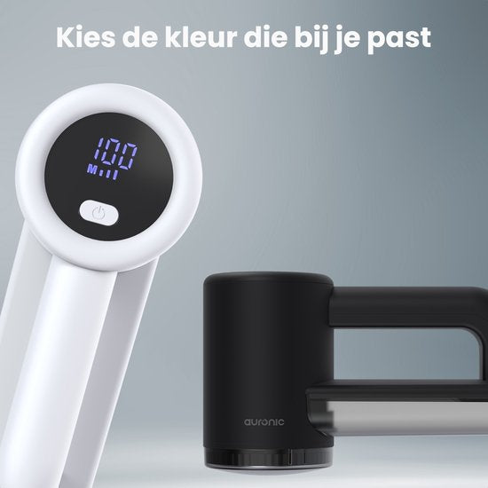 Auronic Electric Lint Remover Pro - Tondeuse à peluches - Autonomie 120 minutes - Rechargeable - Affichage LED - Défoliateur - Blanc