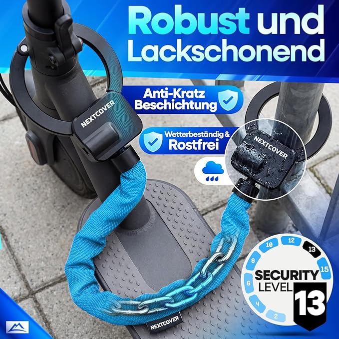 Cadenas pour trottinette électrique NEXTCOVER - Cadenas à main - 90 cm - 3 clés - Résistant aux intempéries