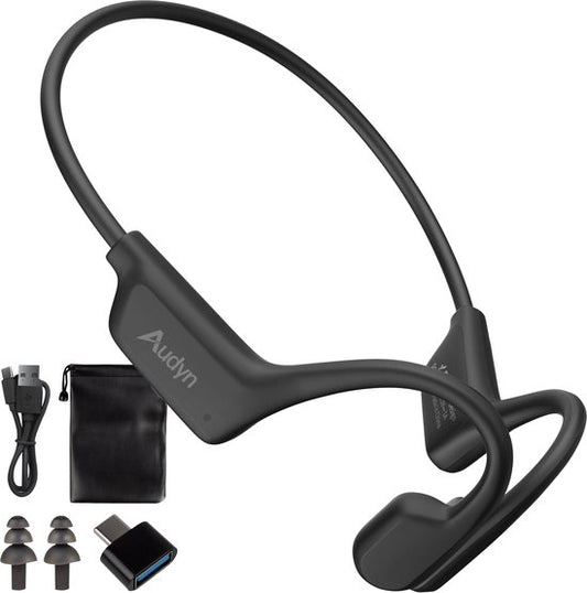 Audyn Bone G2 - Écouteurs de sport - Casque à conduction osseuse - Bluetooth - Écouteurs ouverts - Sans fil - Résistants à l'eau - Lecteur MP3 8 Go