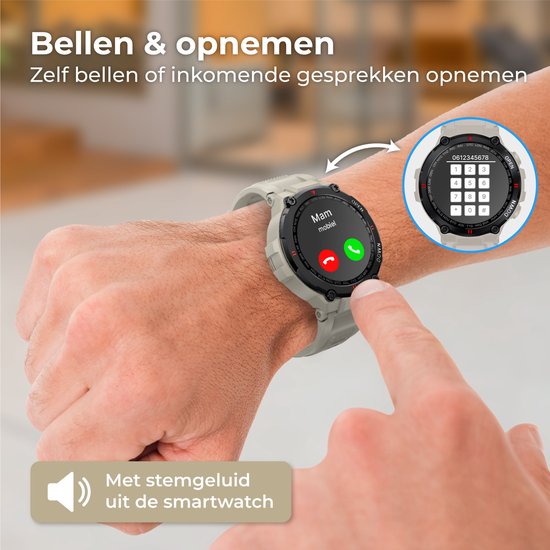 Nuvance - Montre intelligente pour l'extérieur - IP67 Waterproof - Bluetooth Smartwatch pour femmes et hommes - Smartwatches - Montre de sport avec podomètre, compteur de calories, somnomètre - Convient à tous les smartphones - Gris