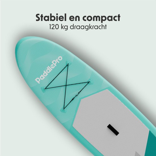 LifeGoods SUP Board All-round Compact - avec siège - capacité de charge de 100 KG - 300 x 76 cm - gonflable - ensemble complet de SUP - vert menthe