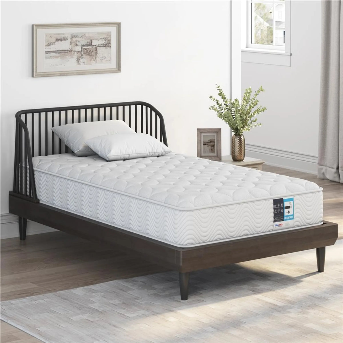 Matelas à ressorts ensachés Yaheetech 90 x 200 cm - 7 zones de confort - Blanc - Degré de fermeté H3