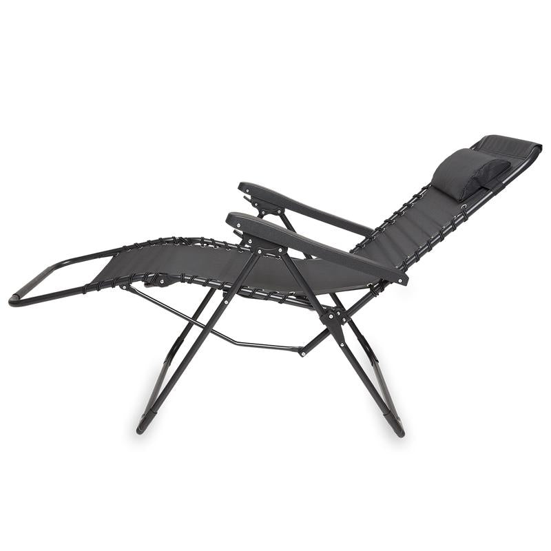 Ensemble de 2 chaises de jardin de luxe - Pliables avec coussins - Acier - Noir