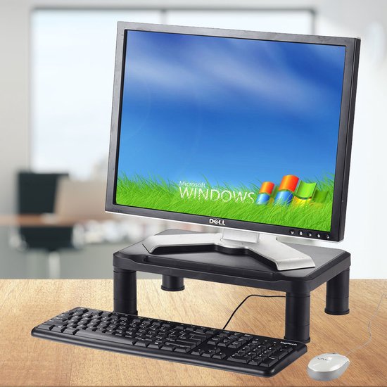 BRASQ Monitor Stand Black MS100 - Support de moniteur pour ordinateur portable ou écran - Hauteur réglable 38x24x11,2 cm