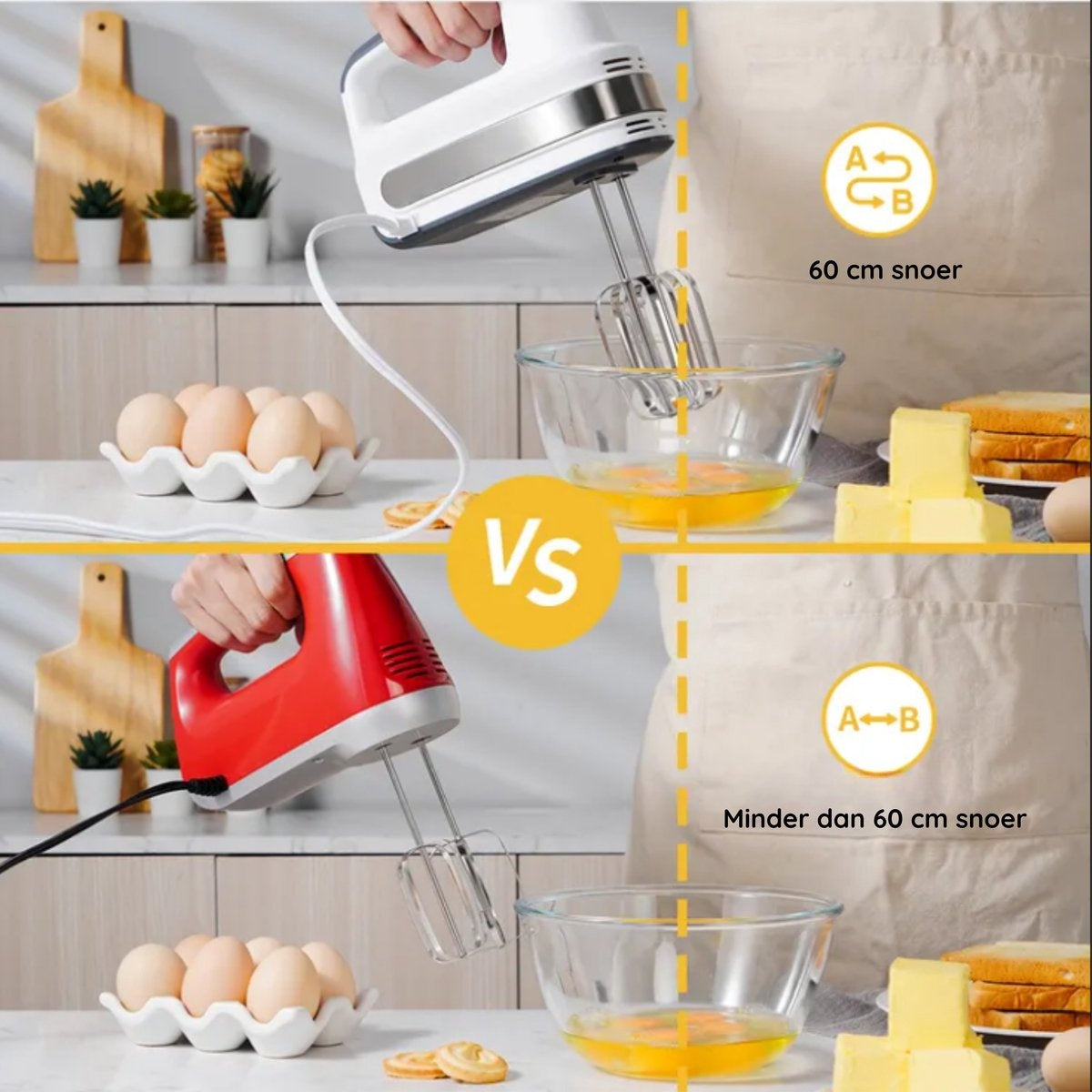 Batteur de cuisine - Safecourt Kitchen - Polyvalent, 5 vitesses - Design compact avec rangement intégré - Puissant et pratique