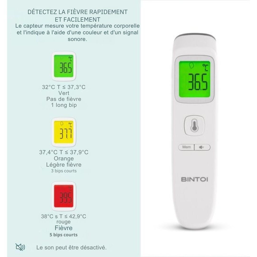 Thermomètre Bintoi® XE200 - Jauge de température - de fièvre - blanc
