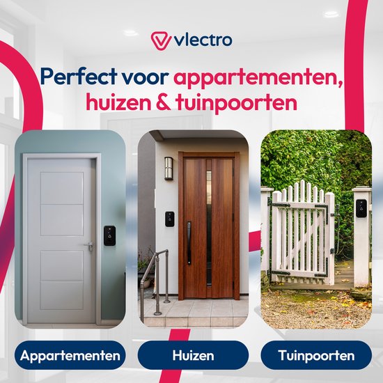 Vlectro - Sonnette sans fil avec 1 ou 2 récepteurs - Noir - Sonnette avec 2 récepteurs