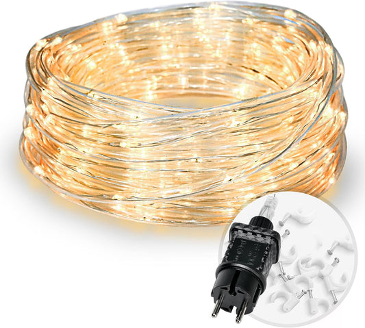 CozyHome Guirlande de LED avec 200 lumières - Fonction minuterie - 8 niveaux - 12 mètres - Blanc chaud