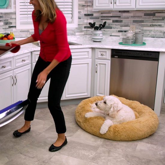 Peaceful Pooch S - panier moelleux pour chien - 58 cm de diamètre - pliable - disponible en plusieurs tailles. Panier pour chat - lavable - rembourrage amovible - soulage les articulations et les muscles - fond à picots antidérapant