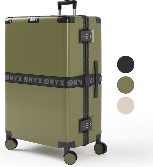 Valise bagage à main ONYX 100L - Ensemble de valises - léger - Serrure TSA - aluminium - Vert olive