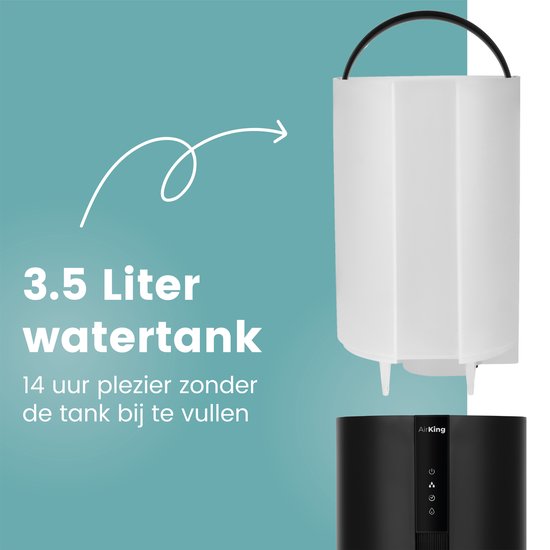 AirKing Humidificateur - Noir - Topfill - 3,5 litres - Hygromètre - Aroma