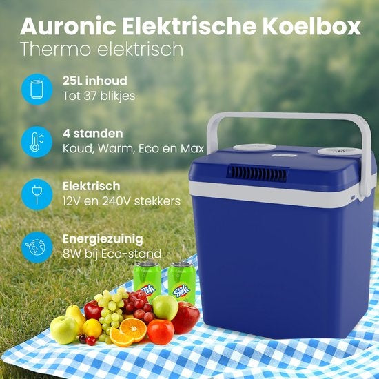 Auronic Glacière électrique - Bleue - 25L - 12V et 240V