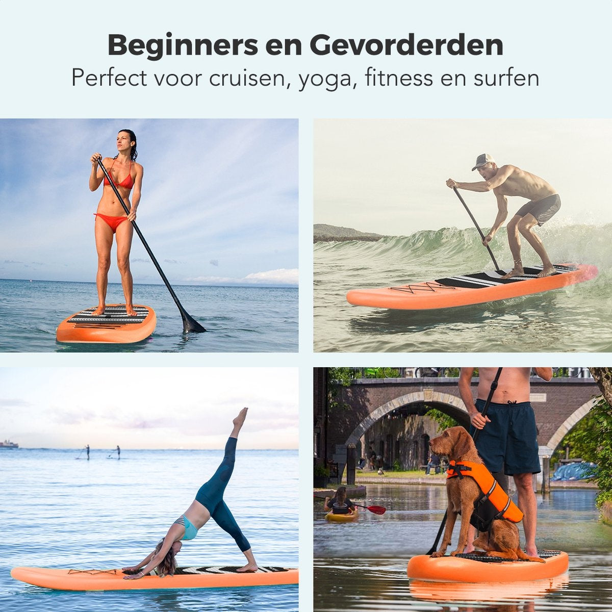 LifeGoods - SUP Board & Inflatable Paddle Board - 320x81 cm - Orange PVC - Stable et polyvalent - Kit complet - Poids maximum 135 kg