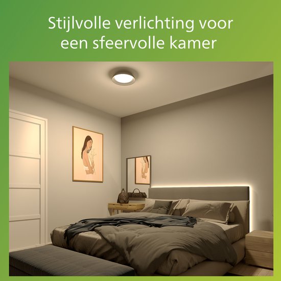 Plafonnier Philips Fleta - Ultra-efficace - Technologie d'éclairage SceneSwitch - 10 W - Lumière blanc chaud - Design blanc - Réduisez vos dépenses énergétiques